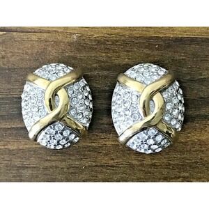 Vintage Carolee Pave clip on rhinestone Earrings Rare fashion runway